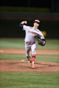 Bryan Hoeing (37) of Batesville High School in Batesville, Indiana during the Under Armour All-American Game on August 16, 2014 at Wrigley Field in Chicago, Illinois.  (Mike Janes/Four Seam Images)