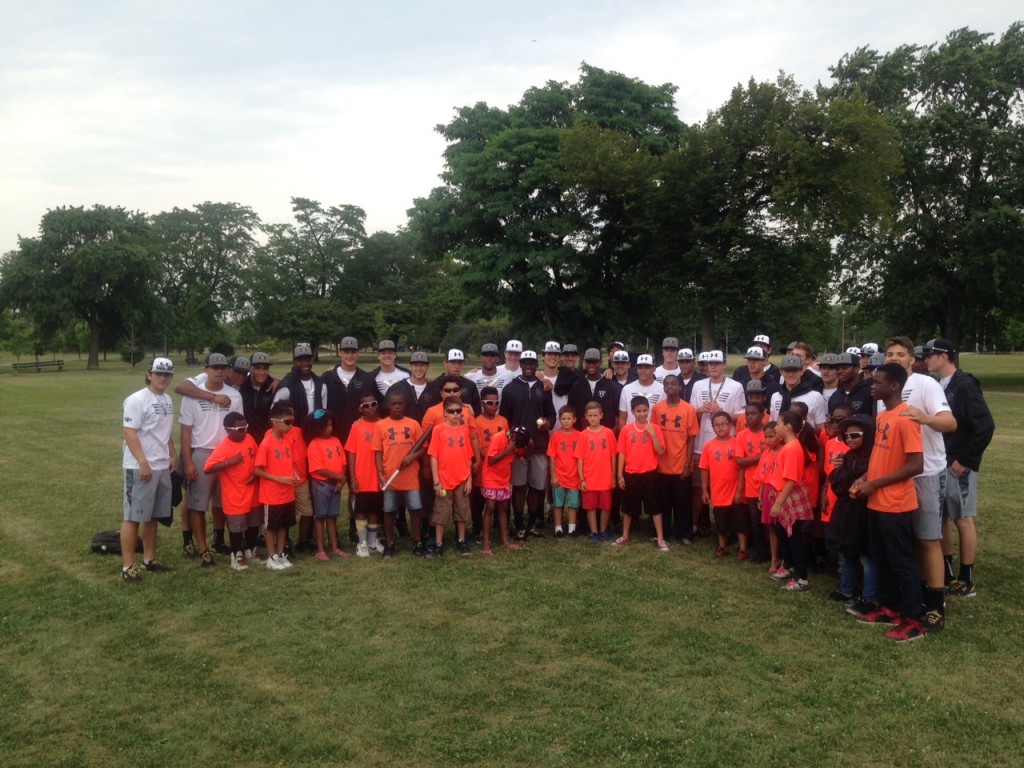 Players joined youths from the Boys & Girls Club for a community outreach program.