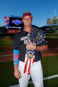 Gorman wins the HR Derby and sports the championship belt.
