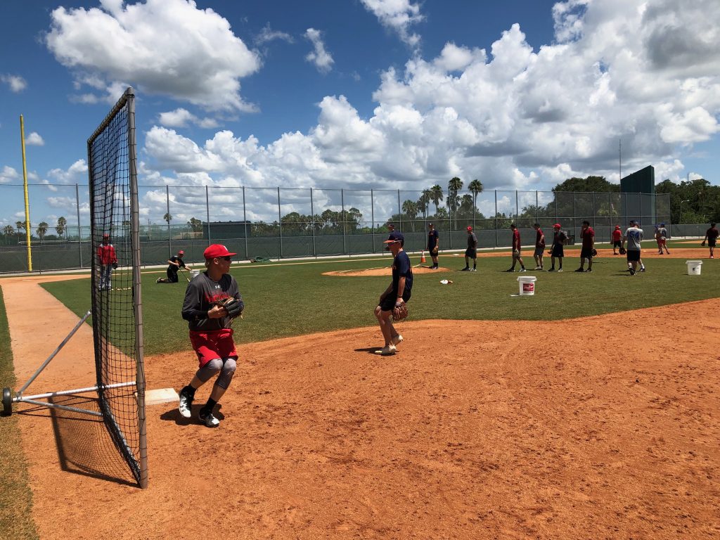 Mackey during infield drills at Pirate City
